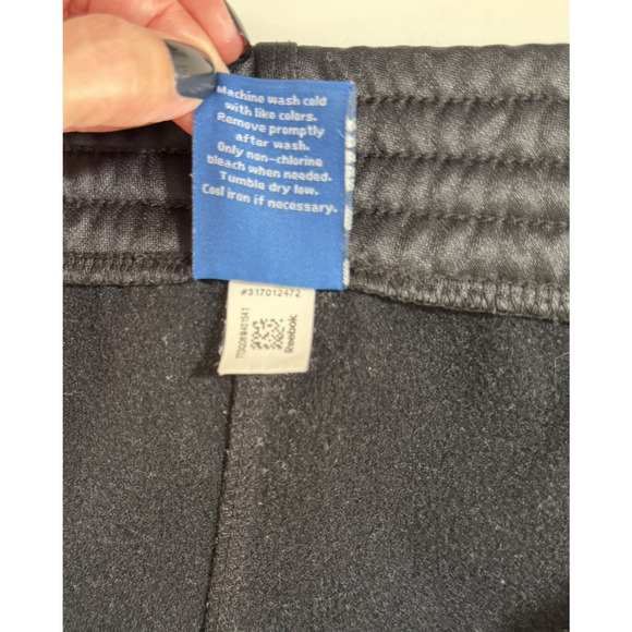 Reebok Pull On Track Pants Size XL Black Drawstring Waist Straight Leg Sweats - Picture 9 of 10